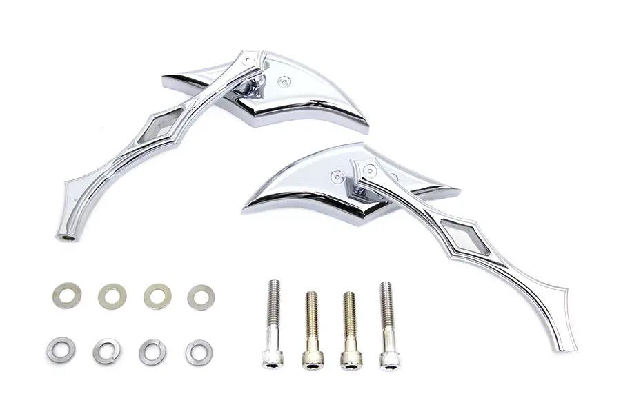 Wyatt Gatling Chrome Diamond Mirror Set with Billet Diamond Stems for Harley Davidson (Part #76254 L+R) by Wyatt Gatling