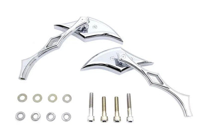 Wyatt Gatling Chrome Diamond Mirror Set with Billet Diamond Stems for Harley Davidson (Part #76254 L+R) by Wyatt Gatling