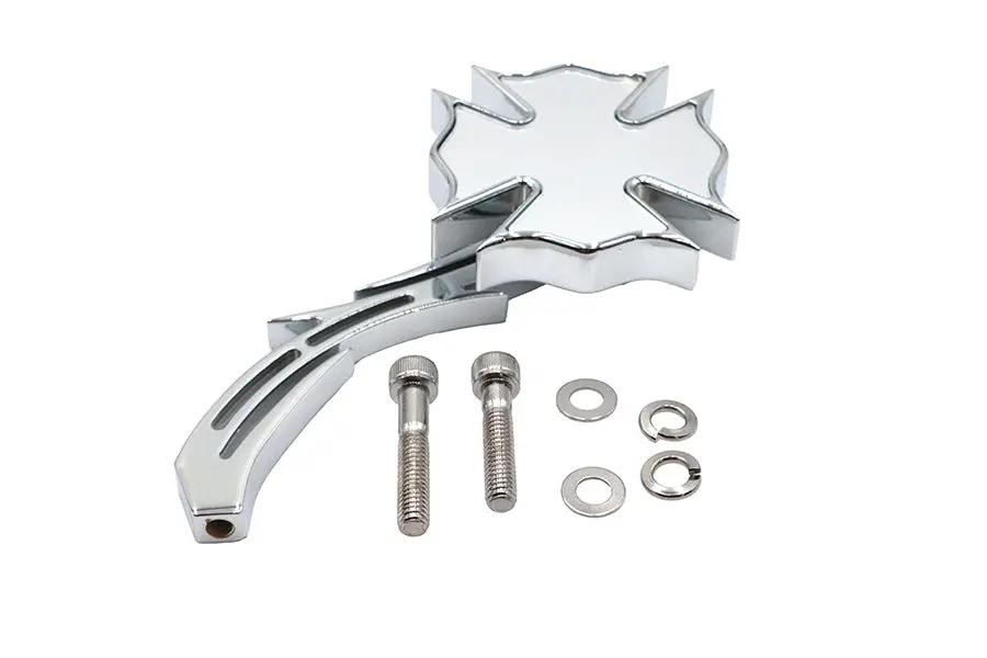 Wyatt Gatling Chrome Firefighter Mirror with Billet Skull Stem for Harley Davidson 1965-1974 by Wyatt Gatling