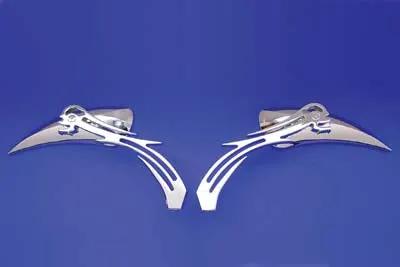 Wyatt Gatling Chrome Teardrop Mirror Set with Billet Skull Stems for Harley Davidson (Set of 2) by Wyatt Gatling
