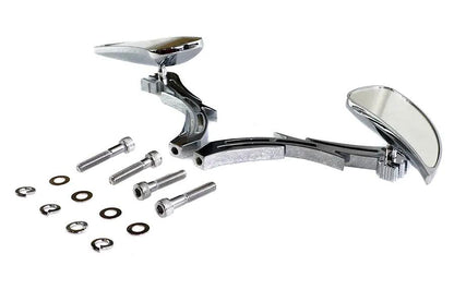 Wyatt Gatling Chrome Teardrop Mirror Set with Billet Skull Stems for Harley Davidson (Set of 2) by Wyatt Gatling