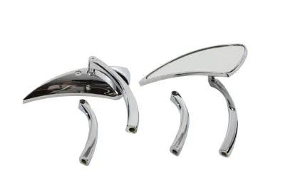 Wyatt Gatling Chrome Teardrop Mirror Set with Solid Billet Stems for Harley Davidson 1965-1974 by Wyatt Gatling