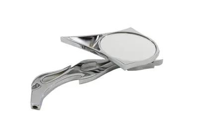 Wyatt Gatling Chrome Spike Oval Mirror with Billet Flame Stem for Harley Davidson 1965-1974 by Wyatt Gatling