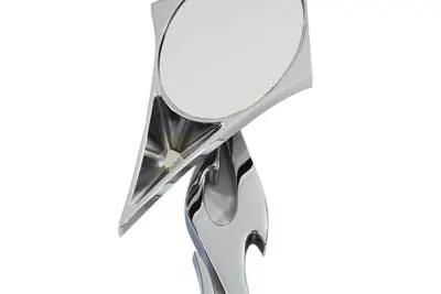 Wyatt Gatling Chrome Spike Oval Mirror with Billet Flame Stem for Harley Davidson 1965-1974 by Wyatt Gatling