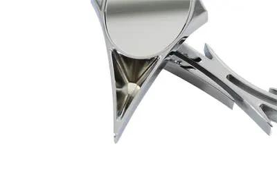 Wyatt Gatling Chrome Spike Oval Mirror with Billet Skull Stem for Harley Davidson by Wyatt Gatling