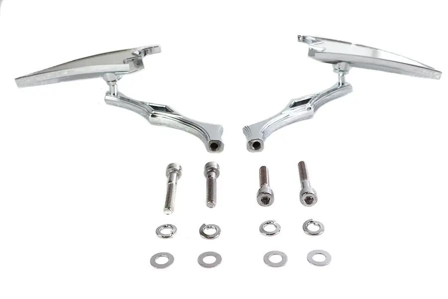 Wyatt Gatling Crescent Mirror Set with Billet Twisted Stems for Harley Davidson (Part #76430B4) by Wyatt Gatling