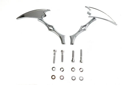 Wyatt Gatling Crescent Mirror Set with Billet Twisted Stems for Harley Davidson (Part #76430B4) by Wyatt Gatling
