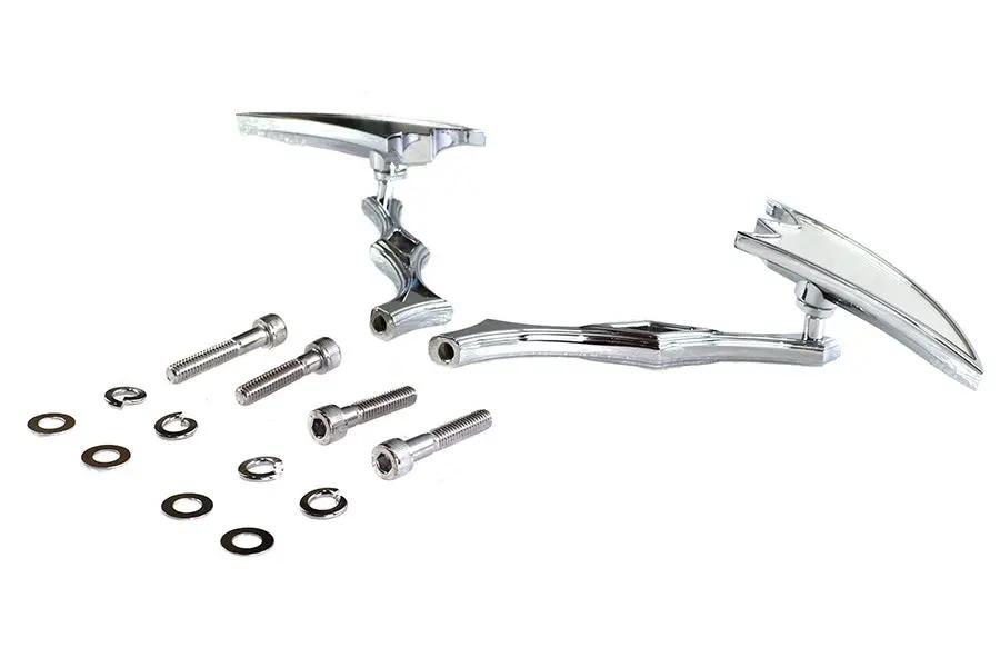 Wyatt Gatling Crescent Mirror Set with Billet Twisted Stems for Harley Davidson (Part #76430B4) by Wyatt Gatling