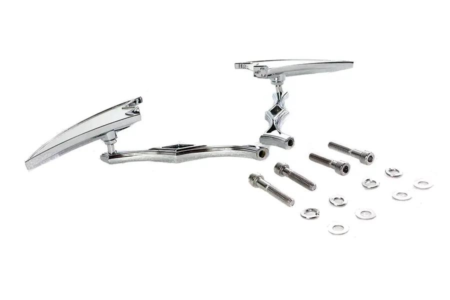 Wyatt Gatling Crescent Mirror Set with Billet Twisted Stems for Harley Davidson (Part #76430B4) by Wyatt Gatling