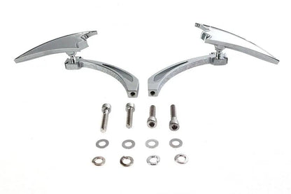 Wyatt Gatling Chrome Crescent Mirror Set with Billet Cross Head Stems for Harley Davidson 1965-1974 by Wyatt Gatling