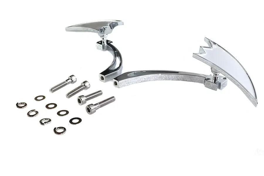 Wyatt Gatling Chrome Crescent Mirror Set with Billet Cross Head Stems for Harley Davidson 1965-1974 by Wyatt Gatling