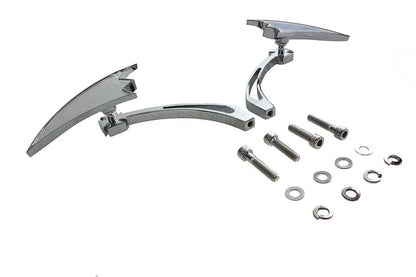 Wyatt Gatling Chrome Crescent Mirror Set with Billet Cross Head Stems for Harley Davidson 1965-1974 by Wyatt Gatling
