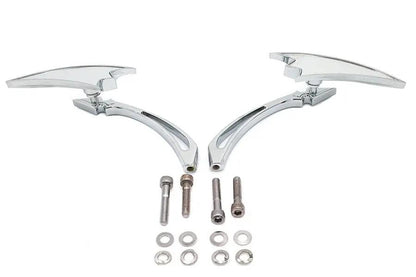 Wyatt Gatling Chrome Crescent Mirror Set with Billet Spear Stems for Harley Davidson (Part #76433B4) by Wyatt Gatling