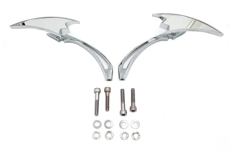 Wyatt Gatling Chrome Crescent Mirror Set with Billet Spear Stems for Harley Davidson (Part #76433B4) by Wyatt Gatling