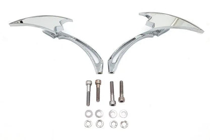Wyatt Gatling Chrome Crescent Mirror Set with Billet Spear Stems for Harley Davidson (Part #76433B4) by Wyatt Gatling