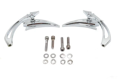 Wyatt Gatling Chrome Crescent Mirror Set with Billet Spear Stems for Harley Davidson (Part #76433B4) by Wyatt Gatling