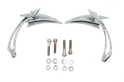 Wyatt Gatling Chrome Crescent Mirror Set with Billet Spear Stems for Harley Davidson (Part #76433B4) by Wyatt Gatling