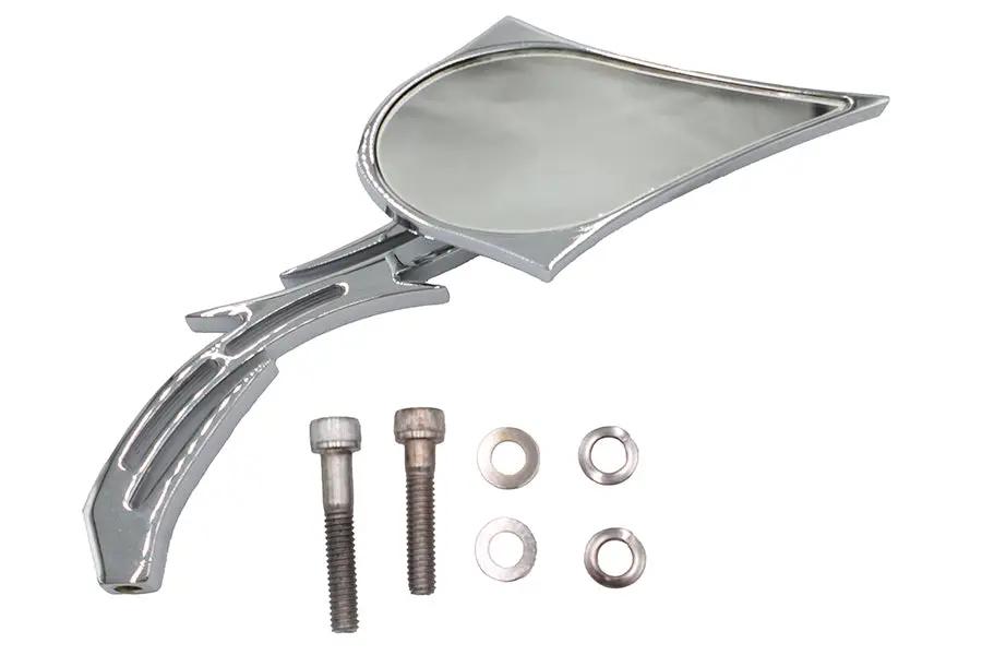 Wyatt Gatling Chrome Spike Oval Mirror with Billet Skull Stem for Harley Davidson (Part #76308NB3) by Wyatt Gatling
