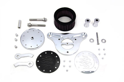 Wyatt Gatling Air Cleaner Kit Chrome for Harley Davidson FLT with 50mm EFI Injectors (Part #77419F)