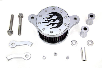 Wyatt Gatling Air Cleaner Kit Chrome for Harley Davidson FLT with 50mm EFI Injectors (Part #77419F)