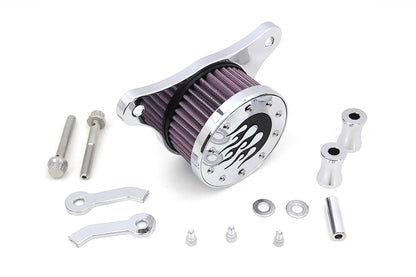 Wyatt Gatling Air Cleaner Kit Chrome for Harley Davidson FLT with 50mm EFI Injectors (Part #77419F)