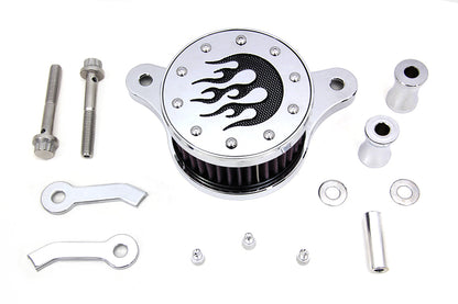 Wyatt Gatling Air Cleaner Kit Chrome for Harley Davidson FLT with 50mm EFI Injectors (Part #77419F)