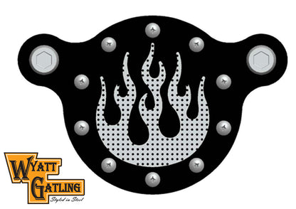 Wyatt Gatling Chrome Air Cleaner Kit with Flame Design for Harley Davidson FXST