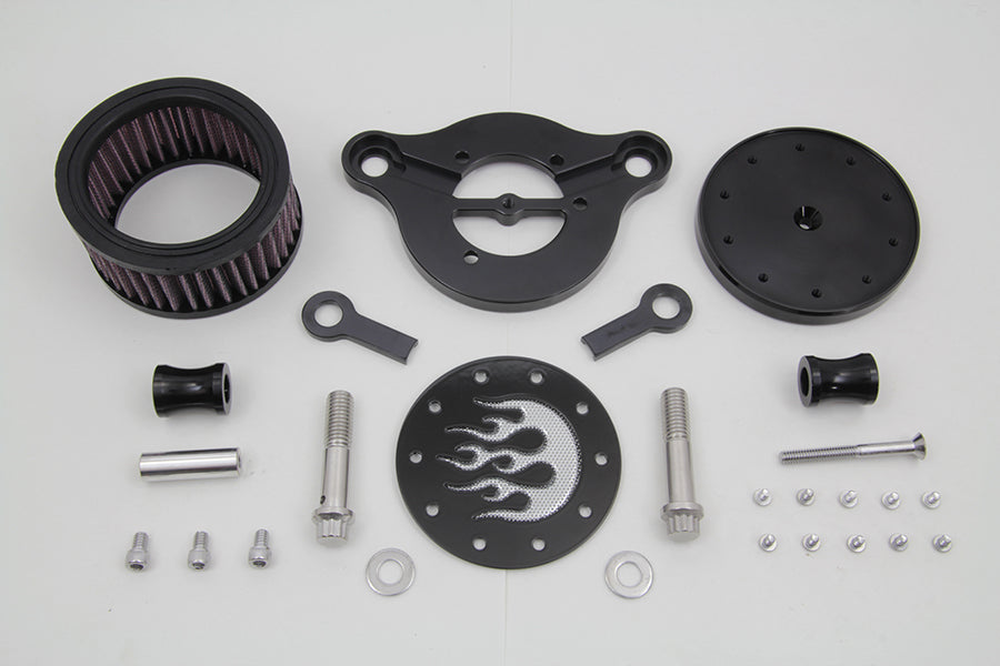 Wyatt Gatling Black Air Cleaner Kit with Flame Design for Harley Davidson XL (1991-2000)
