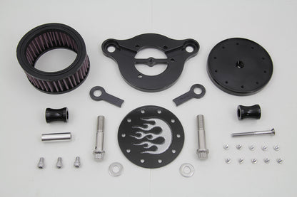 Wyatt Gatling Black Air Cleaner Kit with Flame Design for Harley Davidson XL (1991-2000)