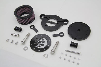 Wyatt Gatling Black Air Cleaner Kit with Flame Design for Harley Davidson XL (1991-2000)