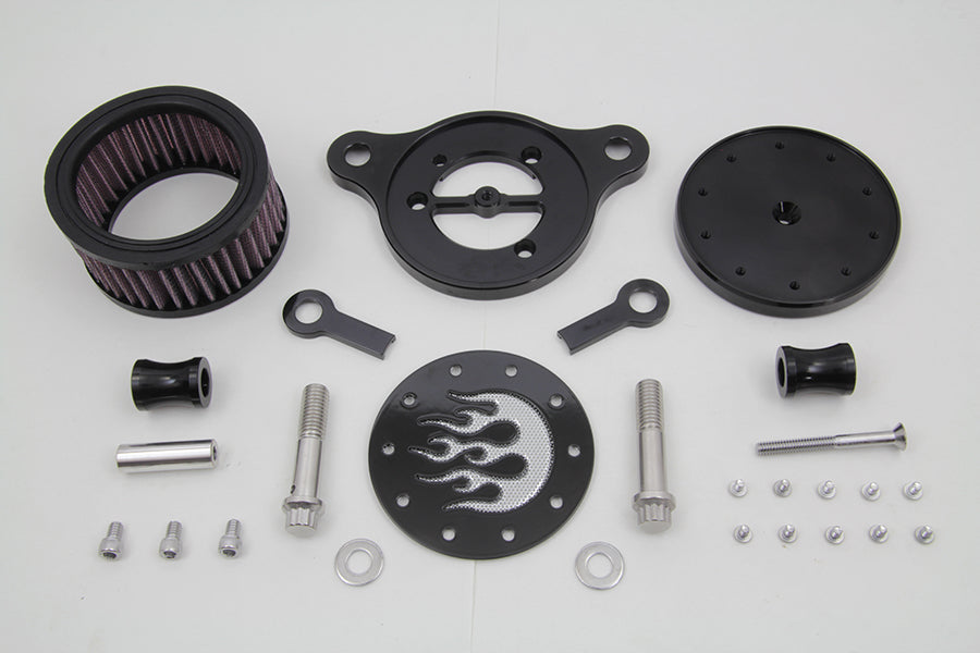 Wyatt Gatling Black Air Cleaner Kit with Flame Design for Harley Davidson XL (1991-2000)