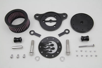 Wyatt Gatling Black Air Cleaner Kit with Flame Design for Harley Davidson XL (1991-2000)