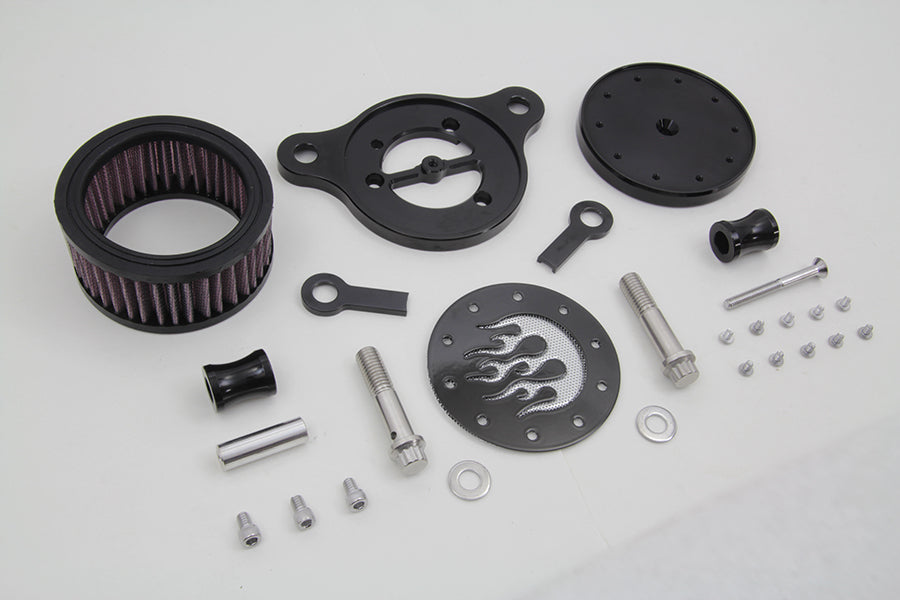 Wyatt Gatling Black Air Cleaner Kit with Flame Design for Harley Davidson XL (1991-2000)
