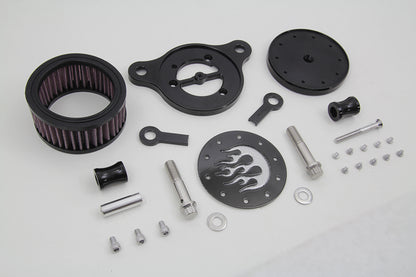 Wyatt Gatling Black Air Cleaner Kit with Flame Design for Harley Davidson XL (1991-2000)