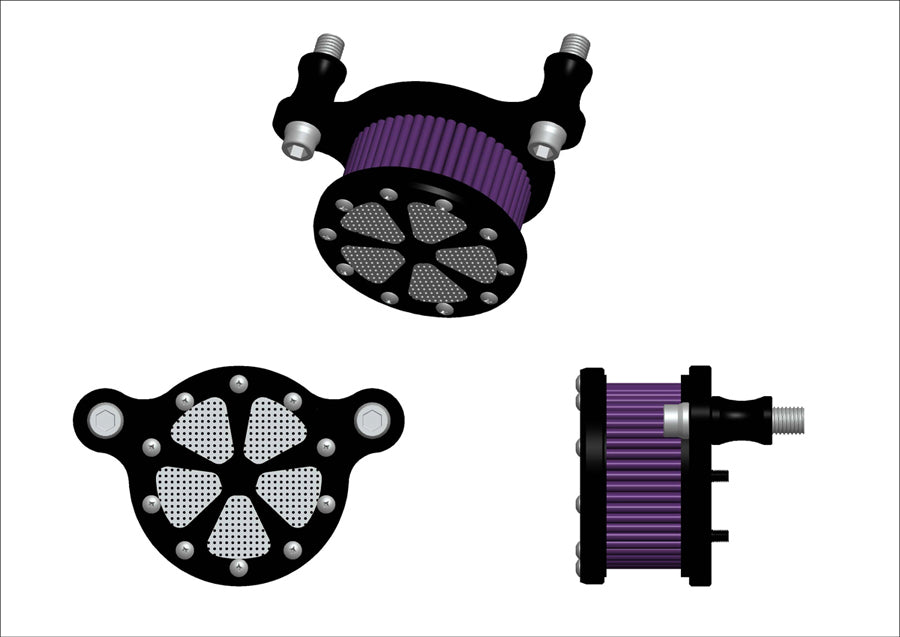 Wyatt Gatling Chrome Air Cleaner Kit for Harley Davidson FLT with 50mm EFI Injectors - Part 77568B