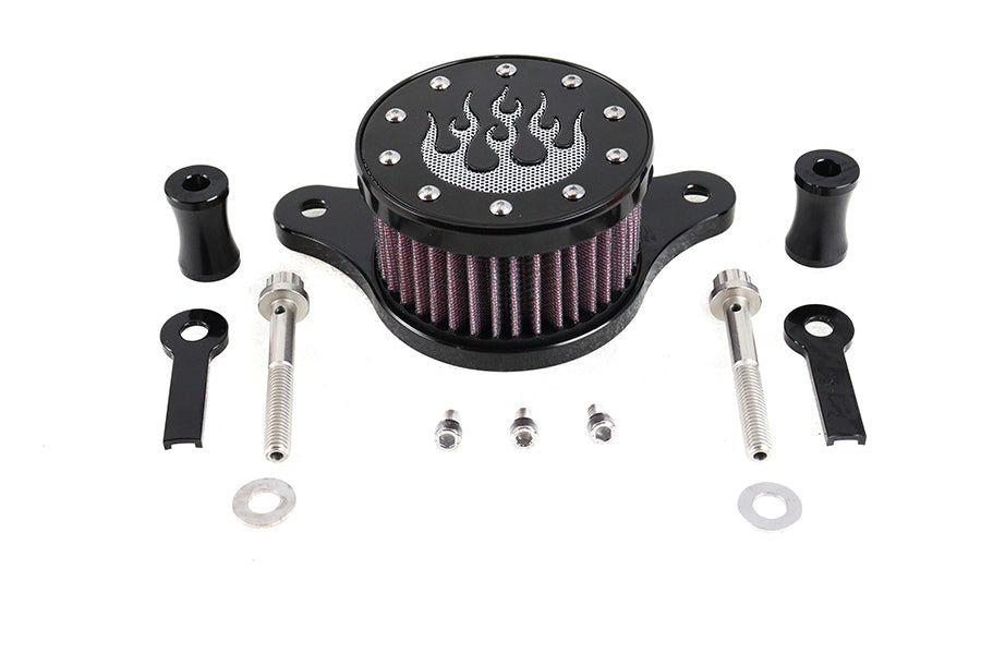 Wyatt Gatling Black Flame Design Air Cleaner Kit for Harley Davidson FXST (2001-2010)