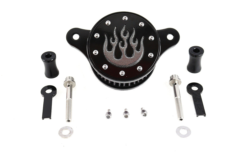 Wyatt Gatling Black Flame Design Air Cleaner Kit for Harley Davidson FXST (2001-2010)