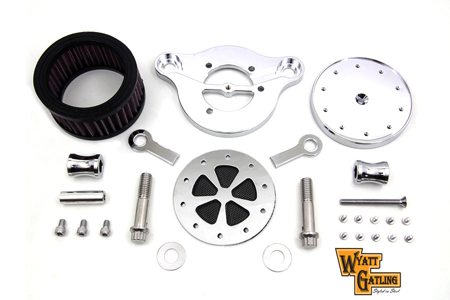 Wyatt Gatling Chrome Air Cleaner Kit with 5-Spoke Design for Harley Davidson XL Models