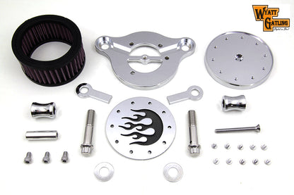 Wyatt Gatling Chrome Air Cleaner Kit with Flame Design for Harley Davidson XL Models