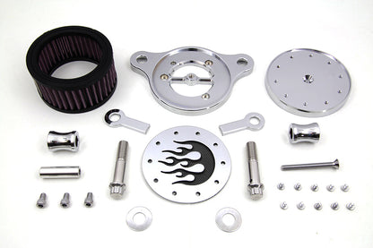 Wyatt Gatling Chrome Air Cleaner Kit with Flame Design for Harley Davidson XL Models