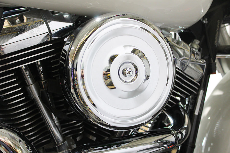 Wyatt Gatling 8 Inch Round Air Cleaner Kit Chrome for Harley Davidson FLH