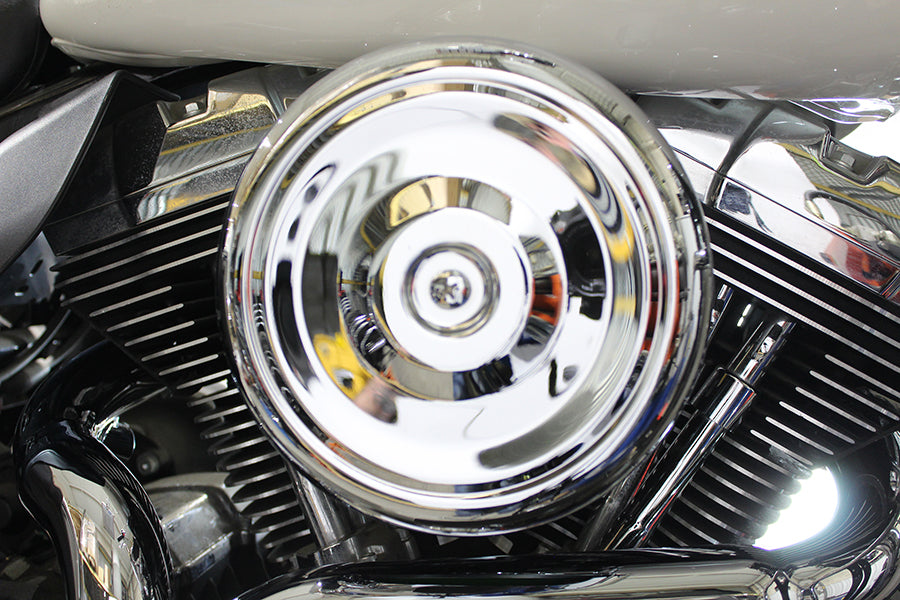 Wyatt Gatling 8 Inch Round Air Cleaner Kit Chrome for Harley Davidson FLH