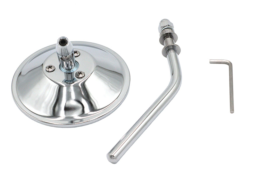 Wyatt Gatling Chrome 4 Inch Round Mirror with Threaded End Stems for Harley Davidson