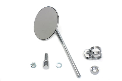 Wyatt Gatling Replica 4 Inch Round Chrome Mirror with Stem and Clamp