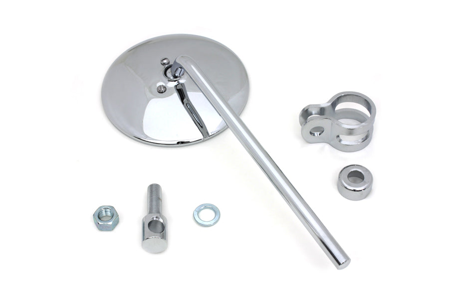 Wyatt Gatling Replica 4 Inch Round Chrome Mirror with Stem and Clamp