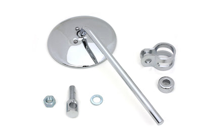 Wyatt Gatling Replica 4 Inch Round Chrome Mirror with Stem and Clamp