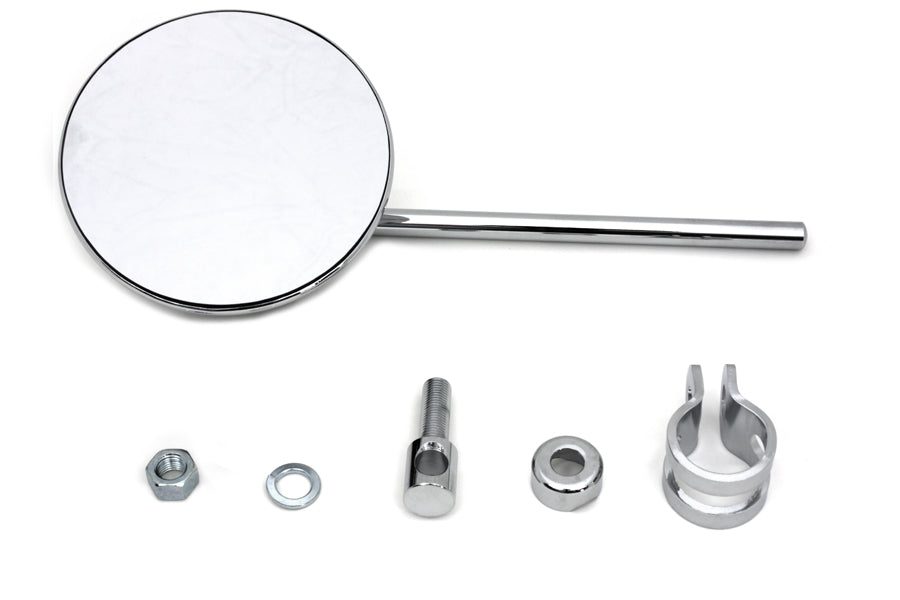 Wyatt Gatling Replica 4 Inch Round Chrome Mirror with Stem and Clamp