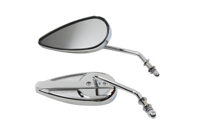 Wyatt Gatling 60-6209HD Teardrop Mirror Set with Round Stems Chrome for Harley Davidson (1965-1974)