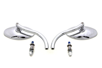 Wyatt Gatling Chrome Oval Mirror Set with Contour Round Stems for Harley Davidson
