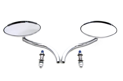Wyatt Gatling Chrome Oval Mirror Set with Contour Round Stems for Harley Davidson